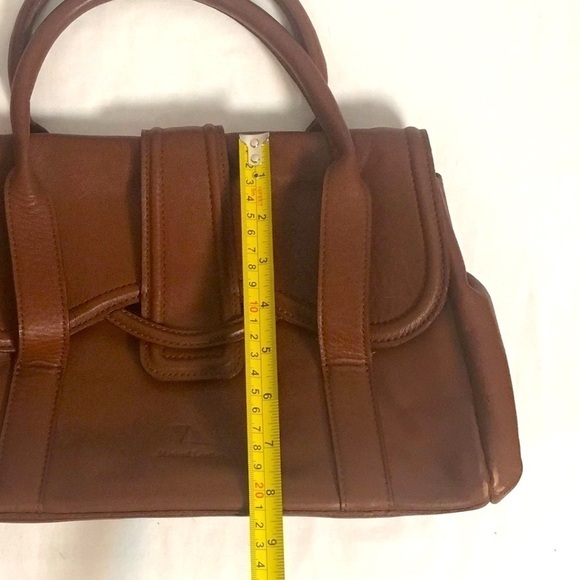 Brown Leather Satchel Top Handle Flap Magnet Opening Rare Find - Picture 4 of 10